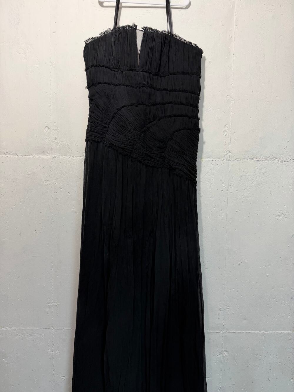 BCBGMaxazria Black Strapless Dress Ruched Gown Maxi Size 12 Womens